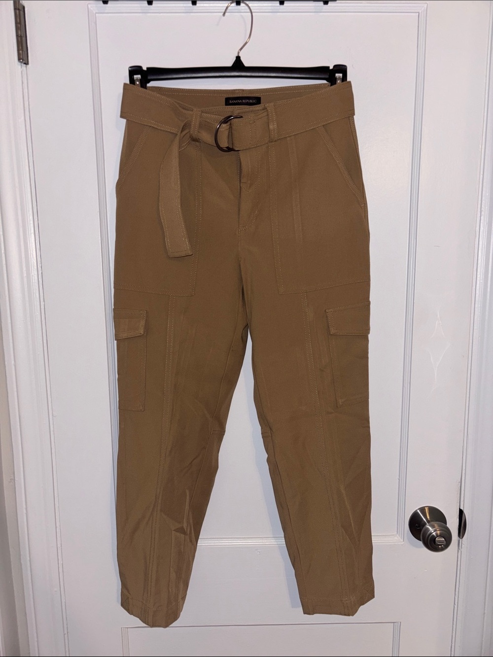 Banana Republic Khaki Cargo Trousers with D-Ring Belt